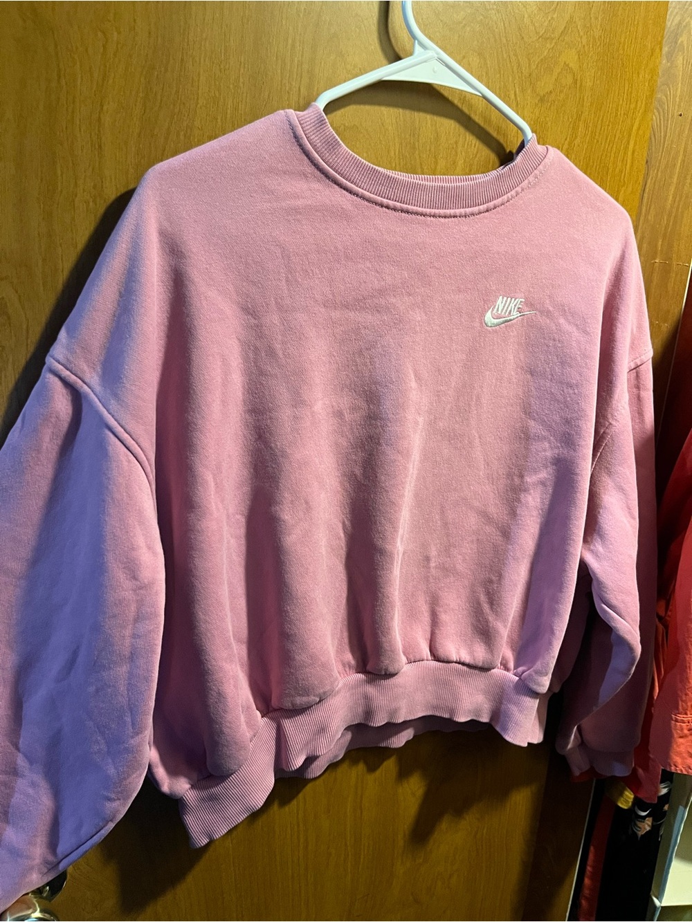 Nike Pink Oversized Crewneck Sweatshirt with White Logo